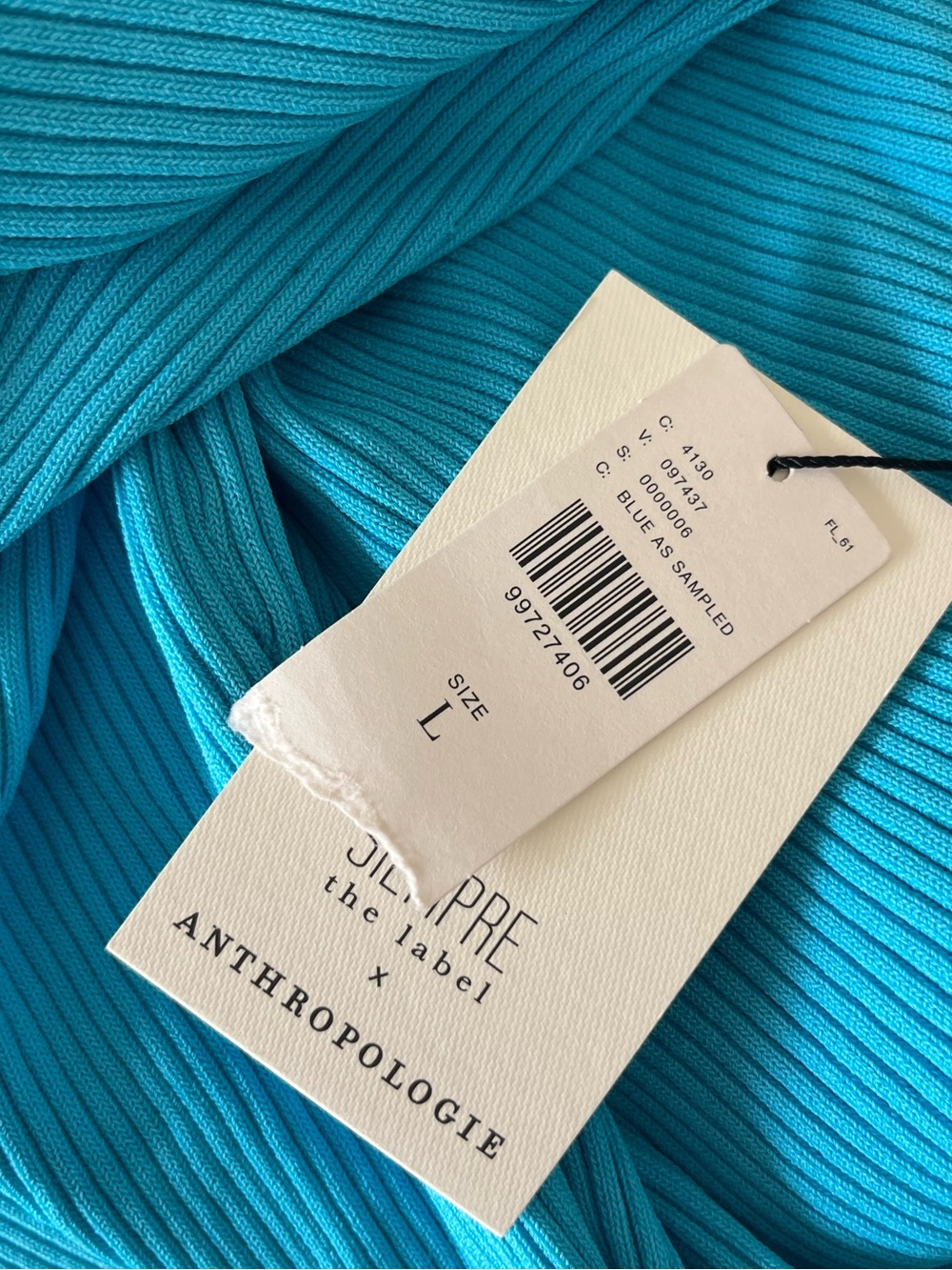 Anthropologie Siempre the label x NeW Turquoise Ribbed Dress Orange Large - Picture 7 of 7